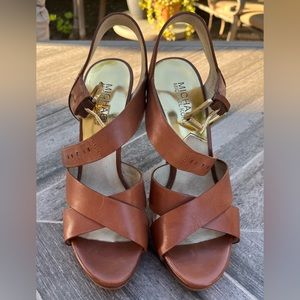 Michael Kors Camel Brown Leather Strappy Heel
